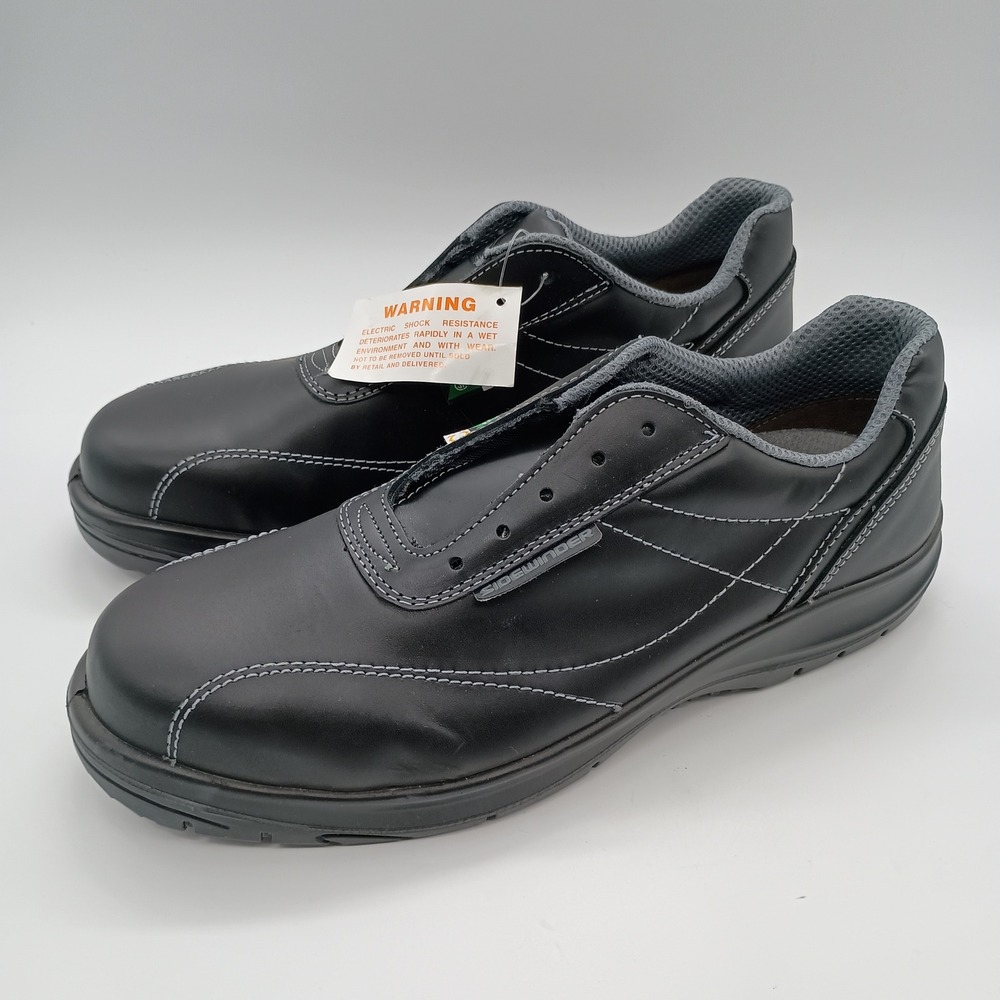 Sidewinder Safety Work Shoes Black Leather Protective Footwear Mens 11 No Laces